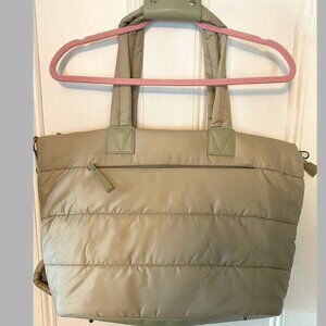 Isaac Mizrahi Large Tan Puffer Carry-On Travel Bag.